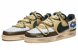 Nike Court Vision 1 Anti-Slip Wear-Resistant Low-Top Skateboard Shoes Unisex Mocha Green 2 3054519