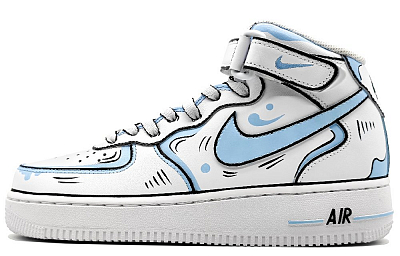 Nike Air Force 1 Mid-Top Skateboard Shoes Men's Blue Gray