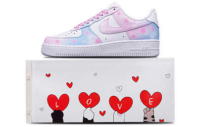Nike Air Force 1 'Triple White' Air Force 1 Low-Top Skateboard Shoes GS Blue Pink Gradient