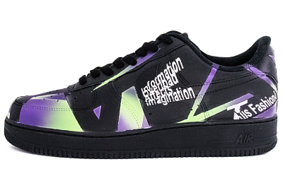 Nike Air Force 1 Skateboard Shoes Women's Low-Top Black Purple/Green