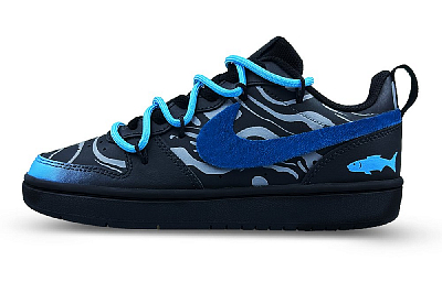 Nike Court Borough Low 2 Anti-Slip Wear-Resistant Low-Top Skateboard Shoes GS Blue Black Silver