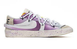 Nike Blazer Slip Resistant Shock Absorbers Low Top Skateboard Shoes Women's White Purple 1 3055928