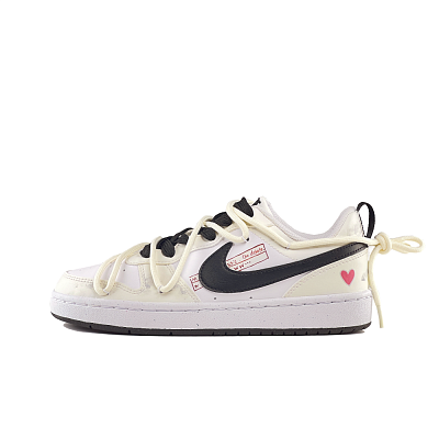 Nike Court Borough LO NCPS Low-Top Skateboard Shoes GS Beige White Black
