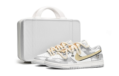 Nike Dunk Low-Top Skateboard Shoes GS Gray White