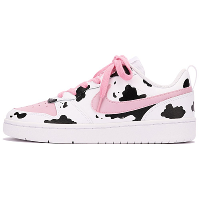 Nike Court Borough Series Skateboard Shoes Women's Low-Top White Black Pink