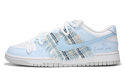 Nike Dunk Low-Top Skateboard Shoes Men's White Blue