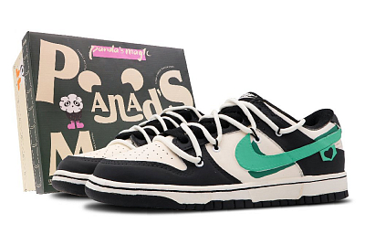 Nike Dunk Low Slip-Resistant Low-Top Skateboard Shoes Men's Black Green