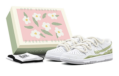 Nike Dunk Low-Top Skateboard Shoes Men's Green White
