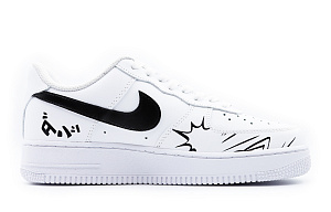 Nike Air Force 1 Low Top Skateboard Shoes Women's Black White Red 1 3057470