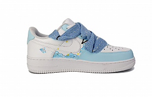 Nike Air Force 1 Skateboard Shoes Women's Low-Top White Blue 1 3057515