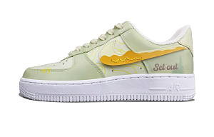 Nike Air Force 1 Slip-Resistant Low-Top Skateboard Shoes Women's Light Green Yellow 1 3057595