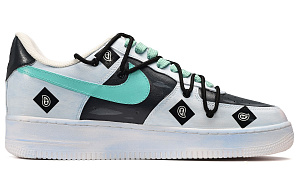 Nike Air Force 1 Low-Top Skateboard Shoes Women's Black White Blue 1 3057617