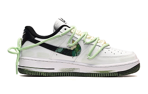 Nike Air Force 1 Skateboard Shoes Women's Low-Top Black White Green 1 3057624