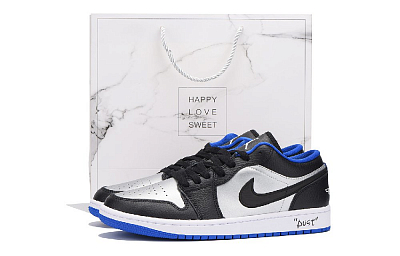 Jordan Air Jordan 1 Slip-Resistant Low-Top Vintage Basketball Shoes Men's Blue Black