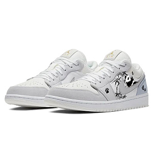 Jordan Air Jordan 1 Slip Resistant, Abrasion Resistant, Breathable Low Top Vintage Basketball Shoes Unisex White Gray 2 3058443