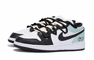 Jordan Air Jordan 1 Puppy Fragment Anti-Slip Wear-Resistant Low-Top Vintage Basketball Shoes Men's Black Tiffany 2 3058614