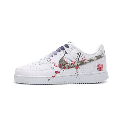 Nike Court Vision 1 Skateboard Shoes Men Low-Top Black White Red