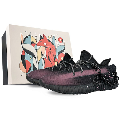Adidas Originals Yeezy Boost 350 V2 Anti-Slip Wear-Resistant Low-Top Casual Shoes Unisex Black Red