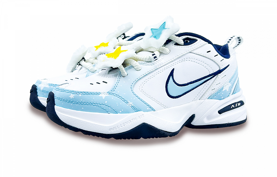 Nike Air Monarch 4 Chunky Sneakers Unisex Low-Top White Blue