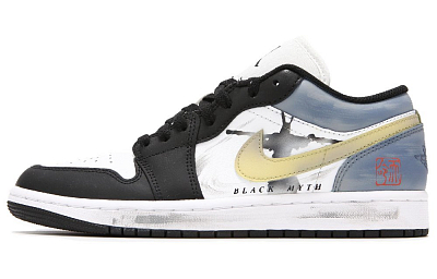 Jordan Air Jordan 1 Low Anti-Slip Wear-Resistant Low-Top Vintage Basketball Shoes Women's Black White Blue