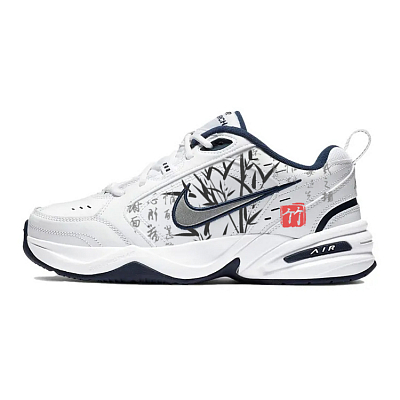 Nike Air Monarch 4 Anti-Slip Wear-Resistant Low-Top Chunky Sneakers Unisex Blue White