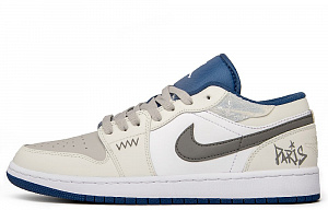 Jordan Air Jordan 1 Paris Breeze Cushioned Slip-Resistant Low-Top Vintage Basketball Shoes Men's Beige Brown