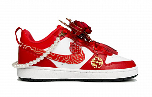 Nike Court Borough 2 Happy Union Slip Resistant And Breathable Low top Skateboard Shoes Women's Red Gold 1 3061043