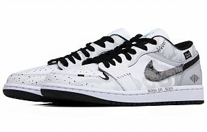 Jordan Air Jordan 1 LOW Starlight Durable Breathable Low-Top Vintage Basketball Shoes Men's Black White Gray 2 3061183