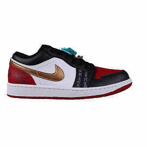 Jordan Air Jordan 1 Anti-Slip Wear-Resistant Low-Top Vintage Basketball Shoes Men's Red White Black Gold 2 3061248