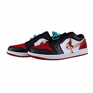 Jordan Air Jordan 1 Anti-Slip Wear-Resistant Low-Top Vintage Basketball Shoes Men's Red White Black Gold 3 3061249
