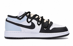Jordan Air Jordan 1 Puppy Fragment Anti-Slip Wear-Resistant Low-Top Vintage Basketball Shoes Men's Black Blue 1 3061275