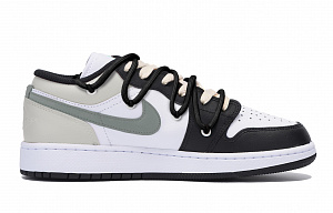 Jordan Air Jordan 1 Puppy Fragment Anti-Slip Wear-Resistant Low-Top Vintage Basketball Shoes Men's Black Gray 1 3061336