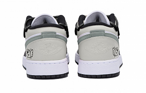 Jordan Air Jordan 1 Puppy Fragment Anti-Slip Wear-Resistant Low-Top Vintage Basketball Shoes Men's Black Gray 3 3061338