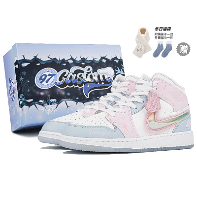 Jordan Air Jordan 1 Mid Top Vintage Basketball Shoes GS White Pink