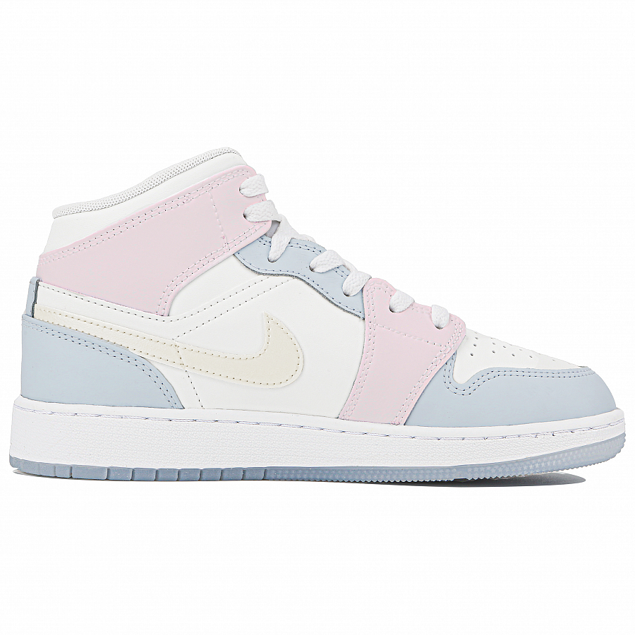 Jordan Air Jordan 1 Mid Top Vintage Basketball Shoes GS White Pink купить в интернет-магазине Yoocart с быстрой доставкой по России.