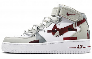 Nike Air Force 1 '07 Air Force 1 Mid Top Skateboard Shoes Men's Gray Red 1 3066277