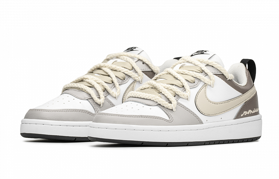 Nike Court Borough Skateboard Shoes Women's Low-Top Gray/Brown/Beige