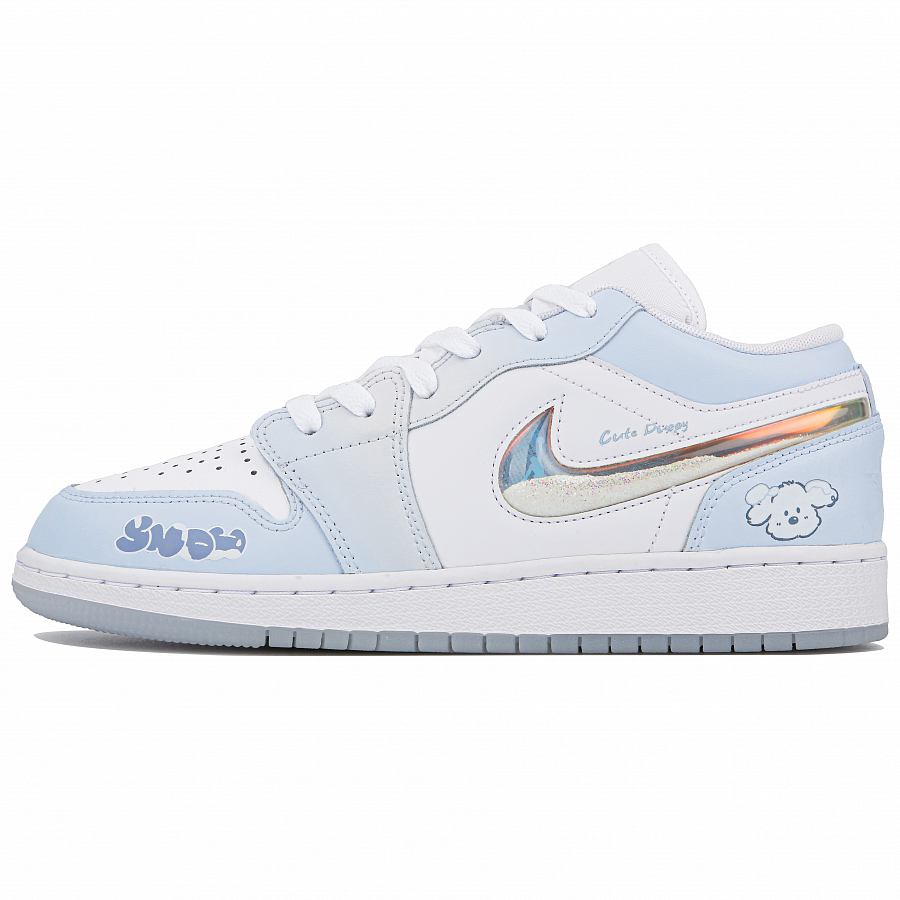 Jordan Air Jordan 1 Low-Top Vintage Basketball Shoes GS White Blue купить в интернет-магазине Yoocart с быстрой доставкой по России.