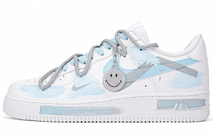Nike Air Force 1 Anti-Slip And Wear-Resistant Lightweight Low-Top Skateboard Shoes Unisex White Blue Gray 1 3074298