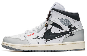 Jordan Air Jordan 1 Mid High-Top Vintage Basketball Shoes Men's Gray White 1 3074830