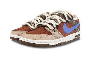Nike Dunk Paisley Low-Top Skateboard Shoes Men's Brown Blue 2 3074896
