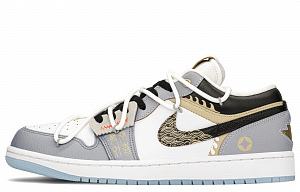 Jordan Air Jordan 1 Low Top Vintage Basketball Shoes Men's Black White Gold 1 3075132