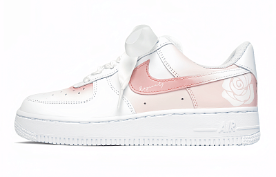 Nike Air Force 1 Low Top Skateboard Shoes Women's Pink White