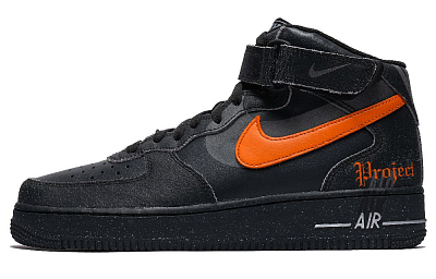 Nike Air Force 1 Wear-Resistant Mid-Top Skateboard Shoes Men's Black Orange