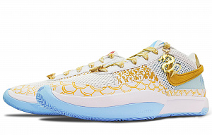 Nike Ja 1 Cushioned Slip-Resistant Low-Top Basketball Shoes Unisex White Blue And Gold 3 3076398