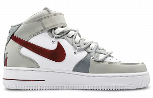 Nike Air Force 1 '07 Air Force 1 Anti-Slip Wear-Resistant Mid-Top Skateboard Shoes Men's Gray Red White 1 3076416