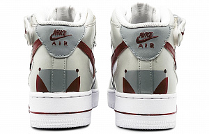 Nike Air Force 1 '07 Air Force 1 Anti-Slip Wear-Resistant Mid-Top Skateboard Shoes Men's Gray Red White 3 3076418