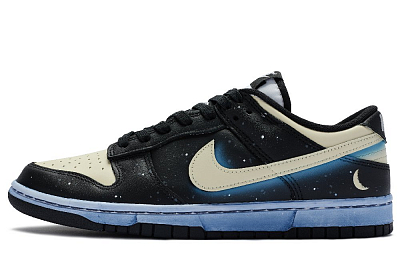 Nike Dunk Low High-Top Skateboard Shoes Men's Black Yellow Blue