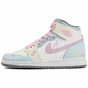 Jordan Air Jordan 1 High Top Skateboard Shoes GS Blue Pink 1 3076529