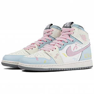 Jordan Air Jordan 1 High Top Skateboard Shoes GS Blue Pink 3 3076531